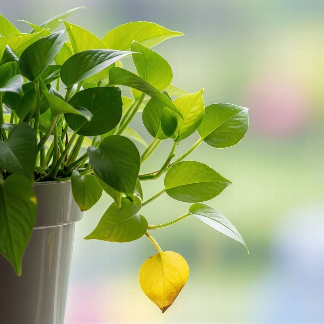 A plant with a single yellow leaf