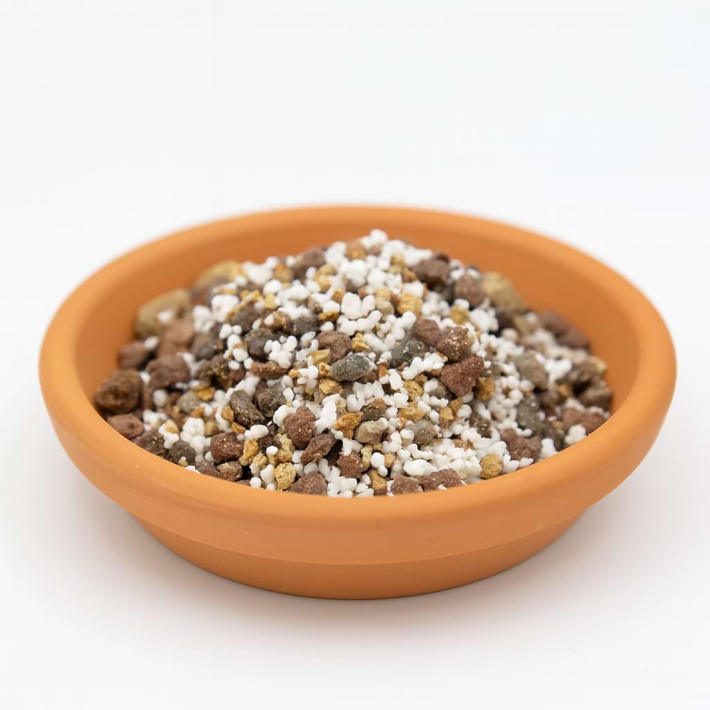 A close-up of a gritty succulent soil mix, showing sand and perlite.