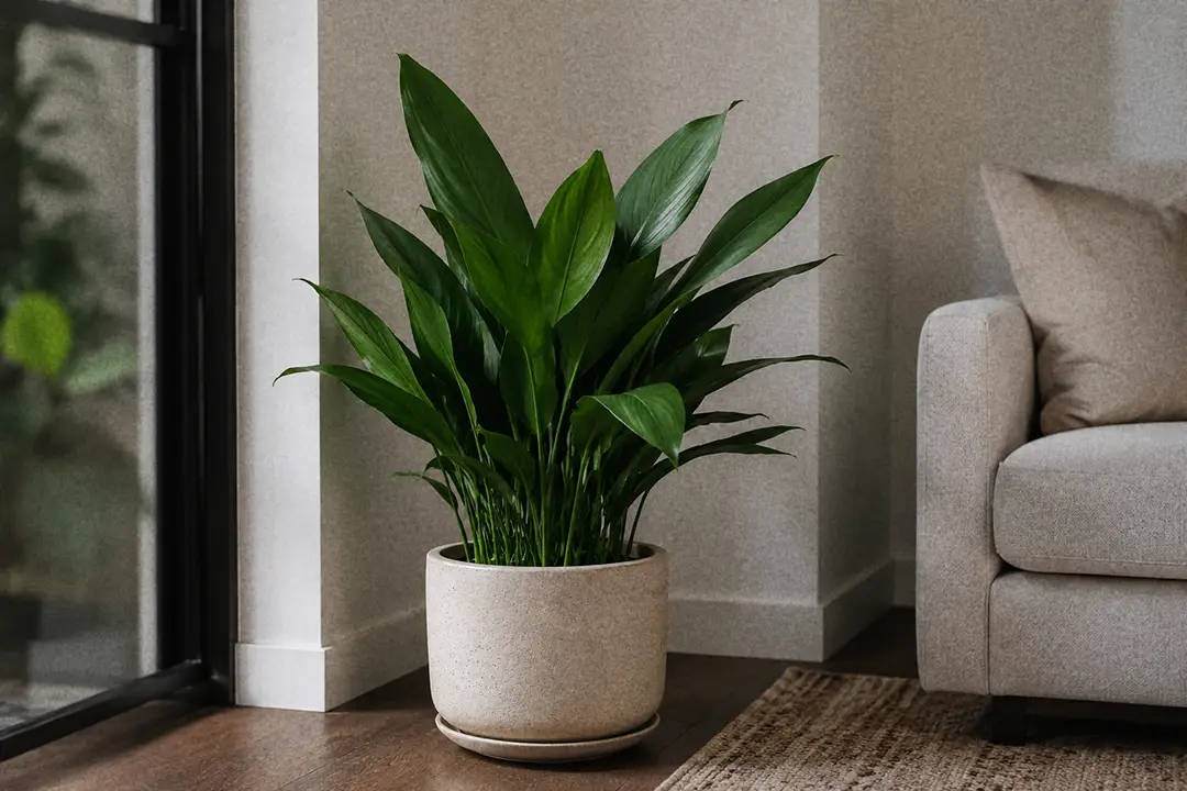 A lush cast iron plant with broad dark green leaves in a low-light corner