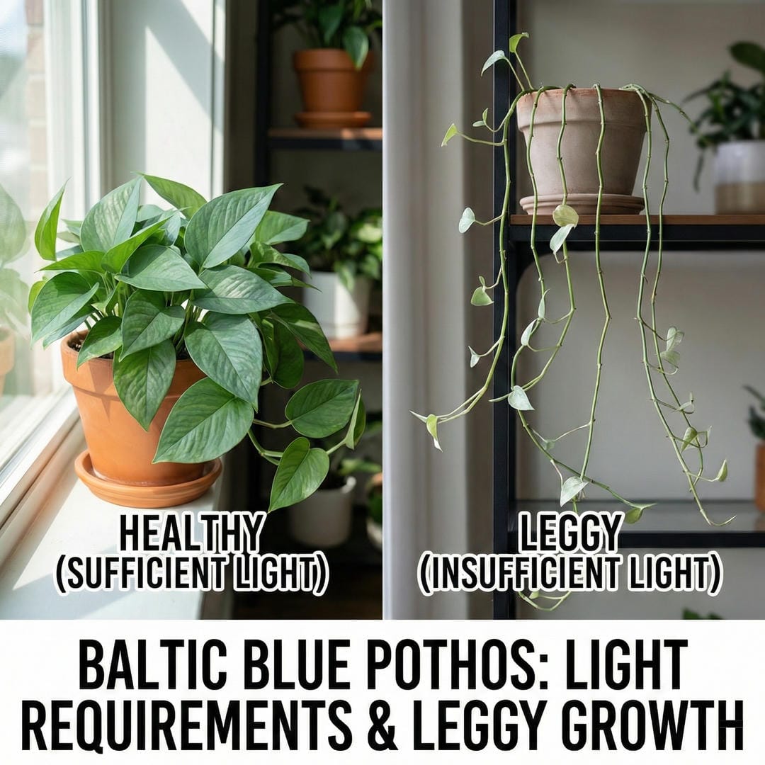 Baltic Blue Pothos with deep blue-green leaves climbing a moss pole