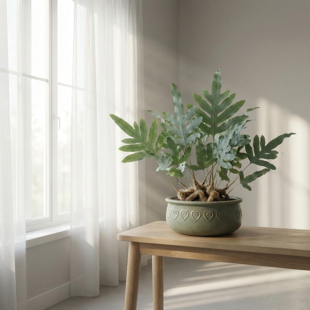 Ideal light conditions for Blue Star Fern near a bright east-facing window with filtered light and no harsh afternoon sun.