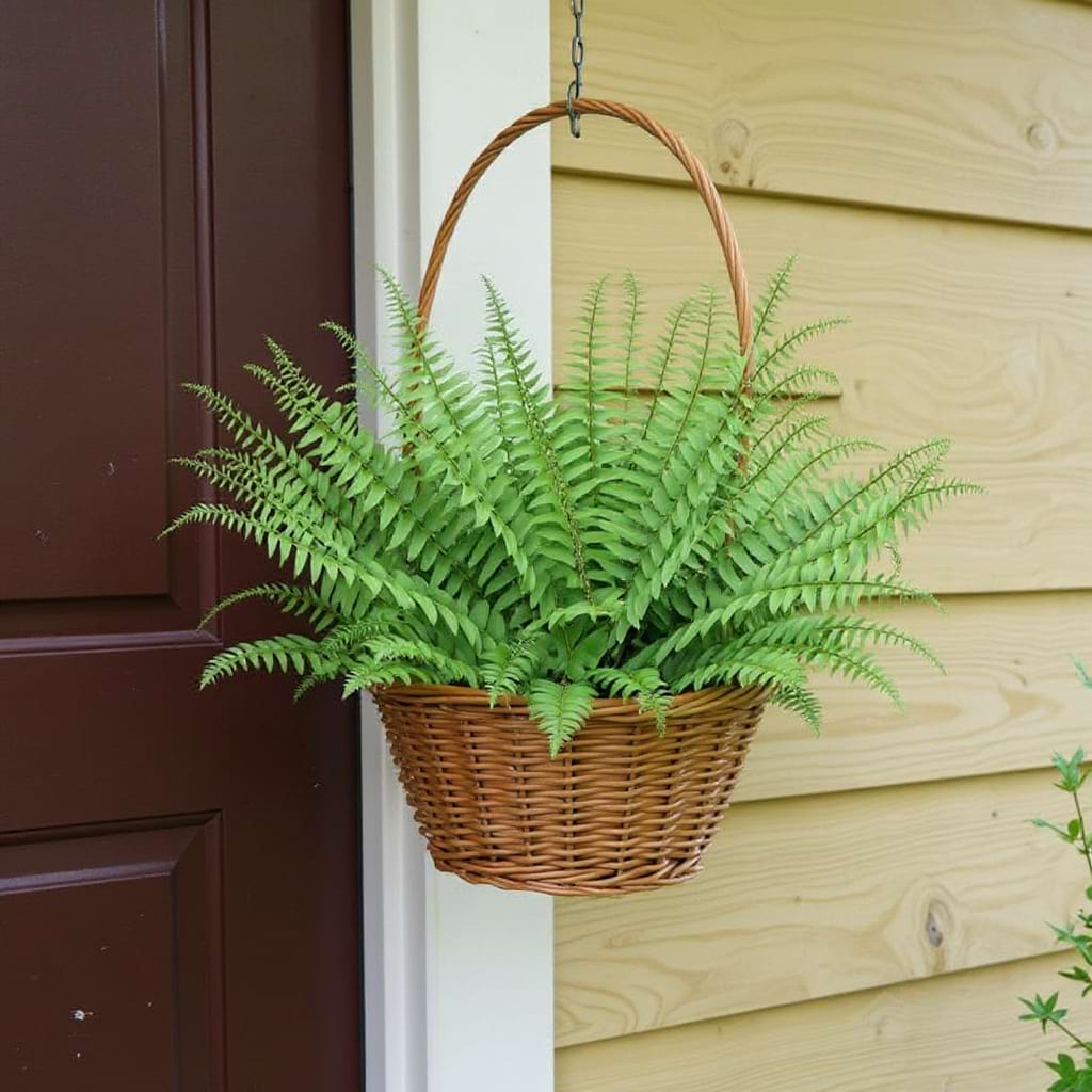A top-down view of a Christmas Fern showing its lush, fountain-like clump of green fronds.