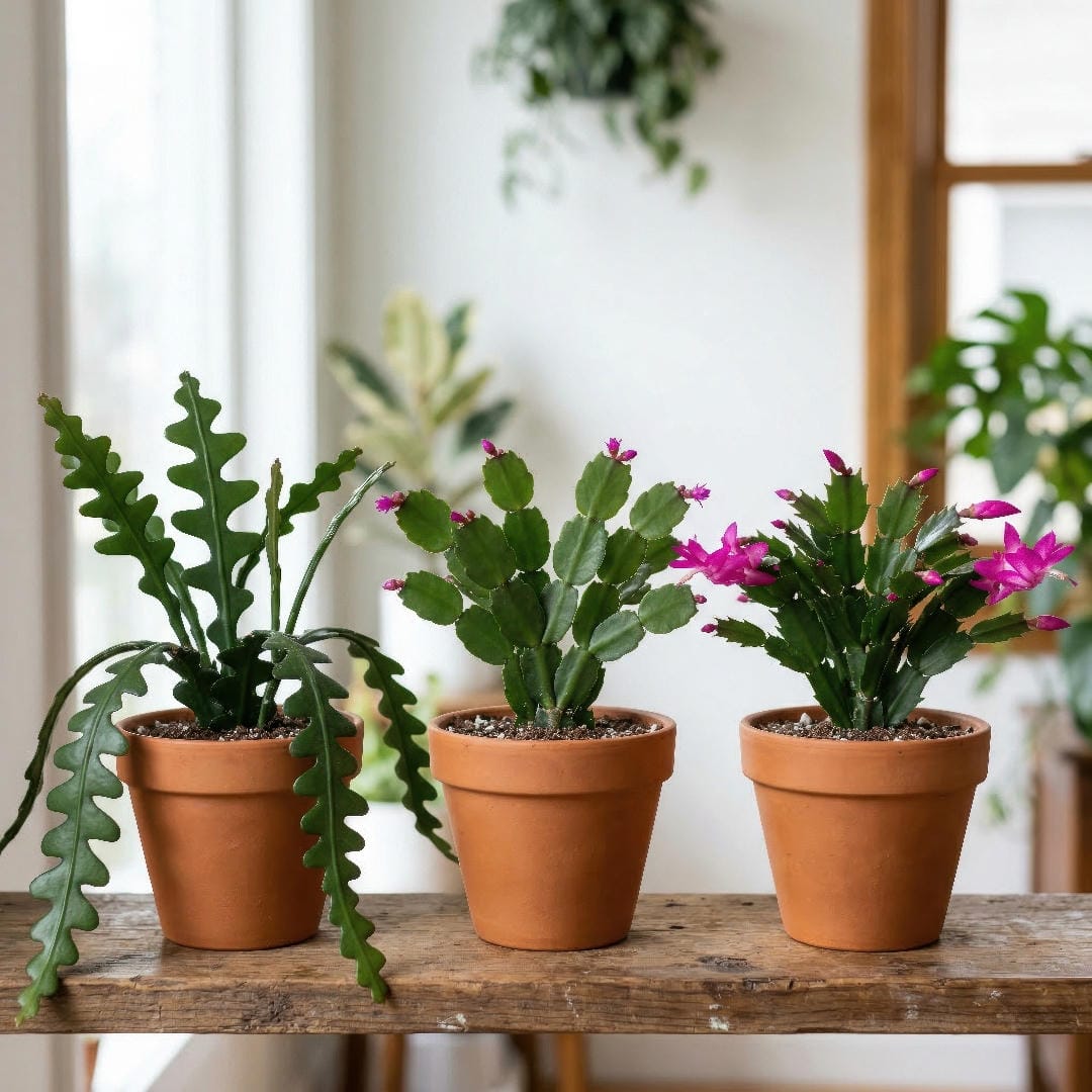 Comparison of Fishbone Cactus and holiday cactus stem shapes