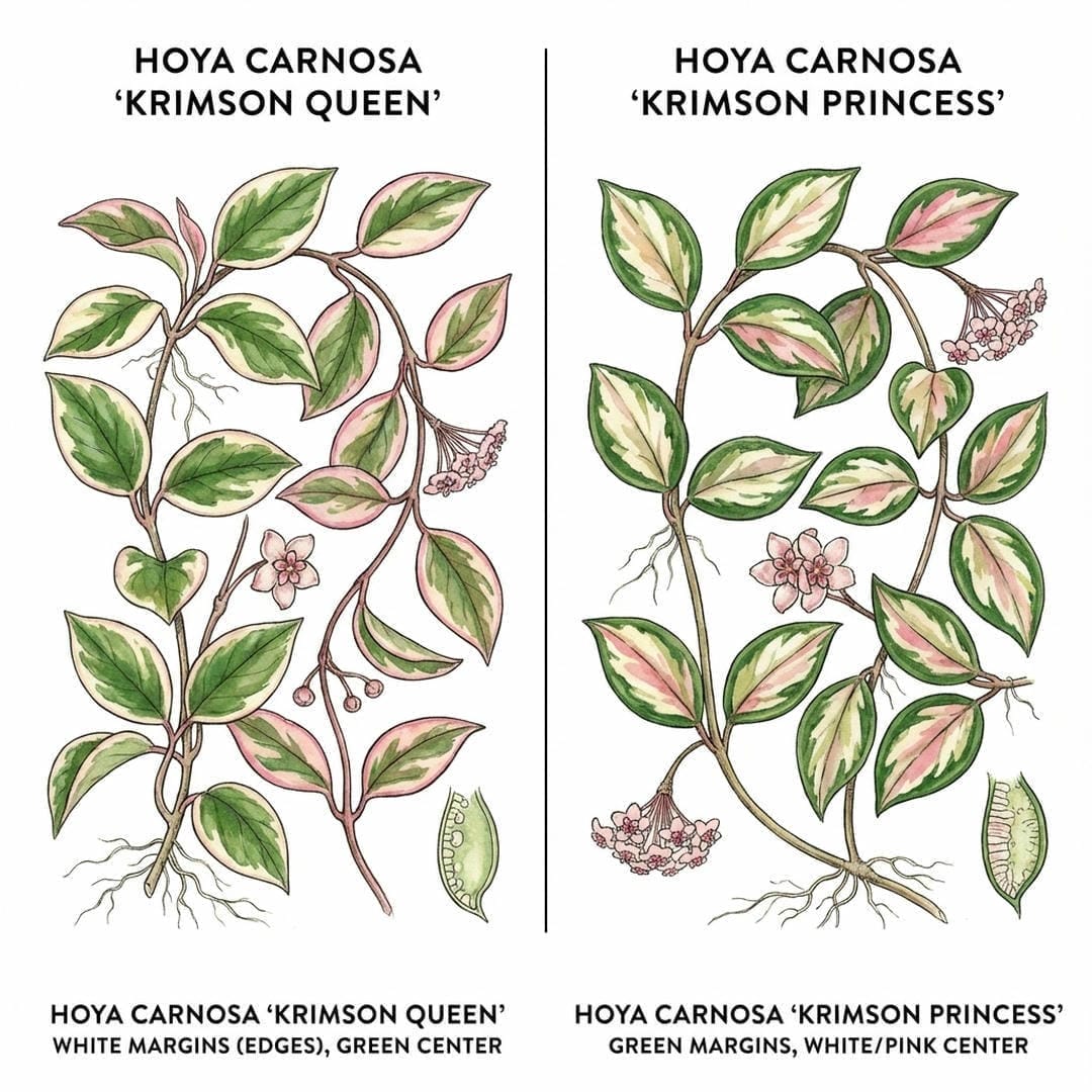 Diagram showing the difference between Krimson Queen (white edges) and Krimson Princess (green edges)