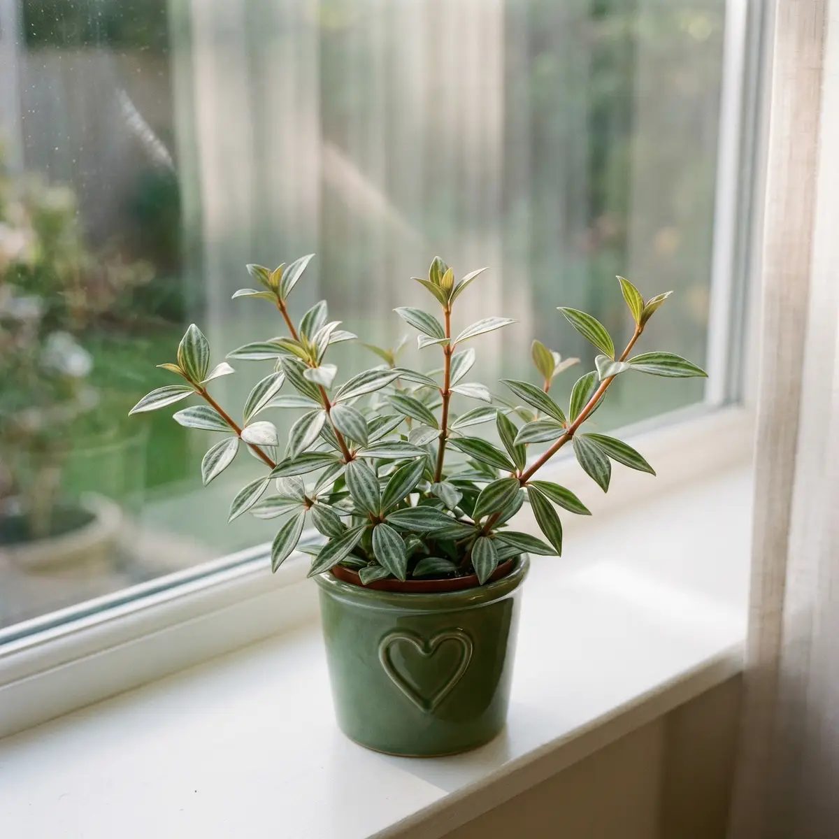 Ideal light conditions for Parallel Peperomia shown with a plant near a bright north or east window with soft diffused light.