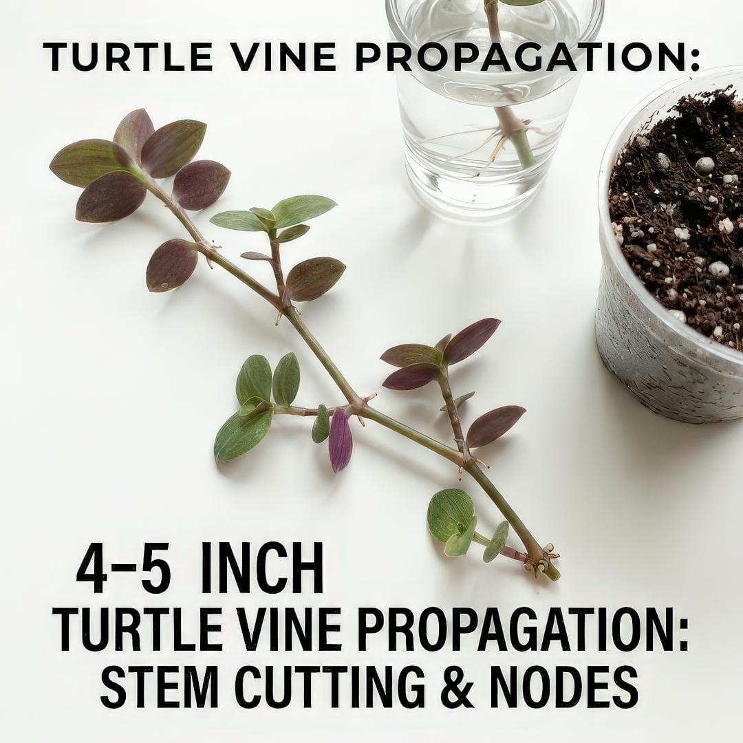 Turtle Vine stem cutting showing nodes and leaves ready for propagation