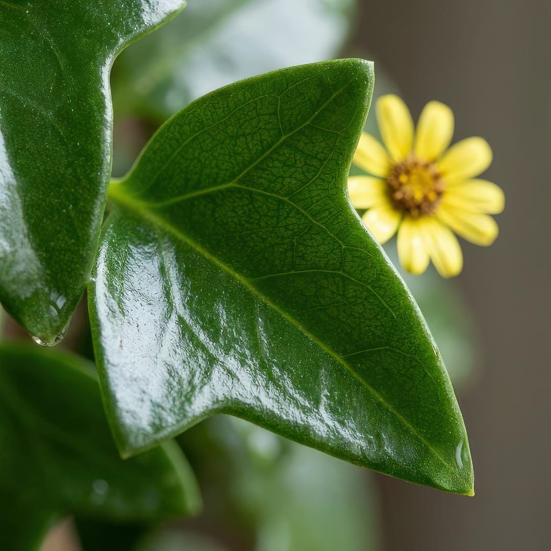 Close-up of Wax Ivy leaves showing their thick waxy texture